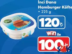 İNCİ DANA HAMBURGER KÖFTE 225 G fiyat ve kampanya bilgisi